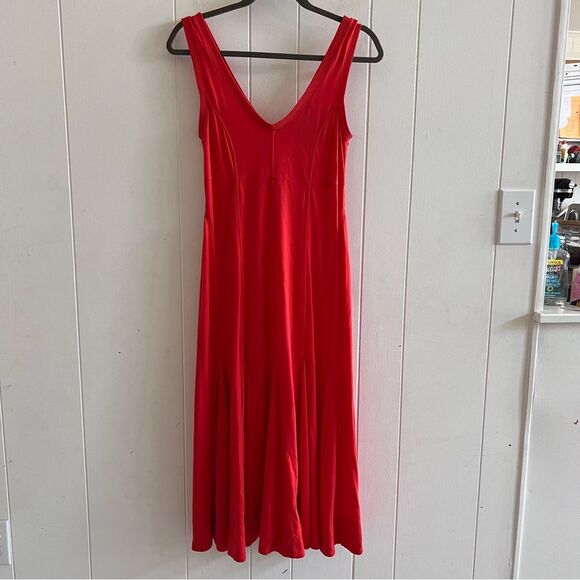 Maeve Anthropologie Abroad Orange Midi Dress Sleeveless - Picture 2 of 13